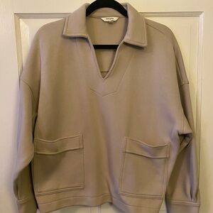 Banana Republic Beige Collared Scuba Blouse